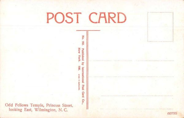 Wilmington North Carolina Princess Street Odd Fellows Temple Postcard JE359471 - Image 2