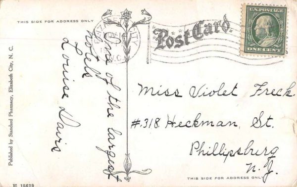 Elizabeth City North Carolina Southern Hotel Vintage Postcard JE359484 - Image 2