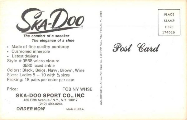 New York City Ska-Do Shoe Advertising Vintage Postcard JE359490 - Image 2