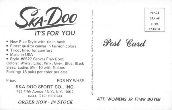 New York City Ska-Do Sport Shoes Advertising Vintage Postcard JE359492 - Image 2