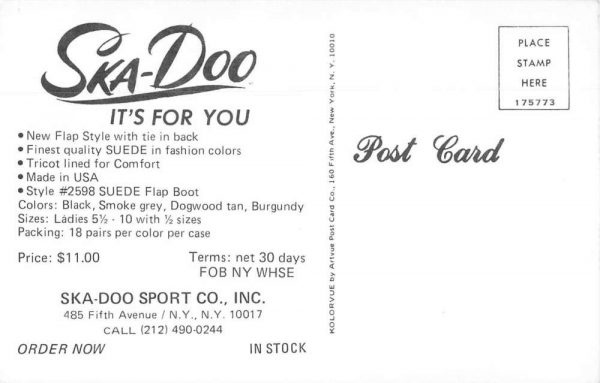 New York City Ska-Do Suede Shoes Advertising Vintage Postcard JE359493 - Image 2