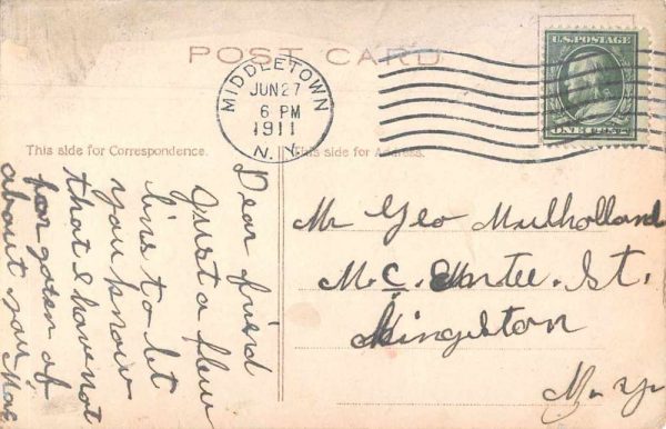 Middletown New York Romance "Passing Time" Vintage Postcard JE359553 - Image 2