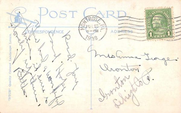 Montrose Pennsylvania Greetings Scenic View Vintage Postcard JE359565 - Image 2