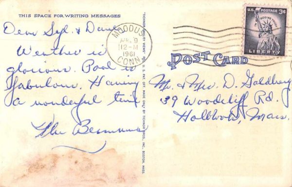 Moodus Connecticut Greetings Canoeing Vintage Postcard JE359580 - Image 2