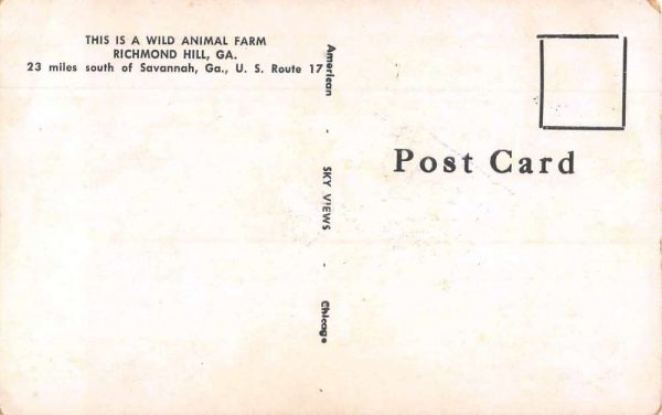Richmond Hill Georgia Wild Animal Farm Aerial View Vintage Postcard JE359634 - Image 2