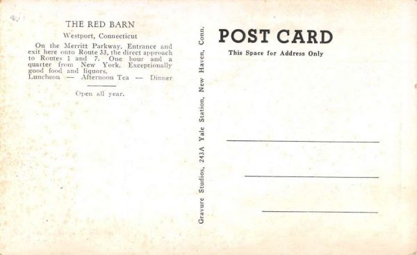 Westport Connecticut The Red Barn Restaurant Vintage Postcard JE359635 - Image 2