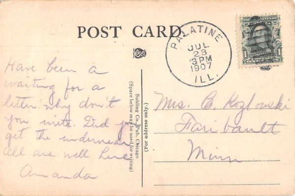 Palatine Illinois First ME Church Exterior Vintage Postcard JE359664 - Image 2