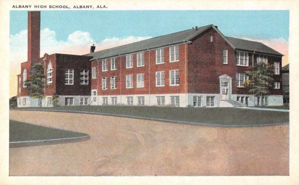 Albany Alabama Albany High School Exterior Vintage Postcard JE359705