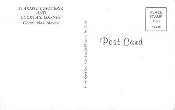 Grants New Mexico Starlite Cafeteria and Cocktail Lounge Postcard JE359707 - Image 2