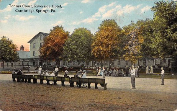 Cambridge Springs Pennsylvania tennis courts Riverside Hotel antique pc ZD549473