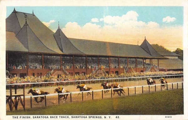 Saratoga Springs New York finish line Horse Race Track antique pc ZD549474