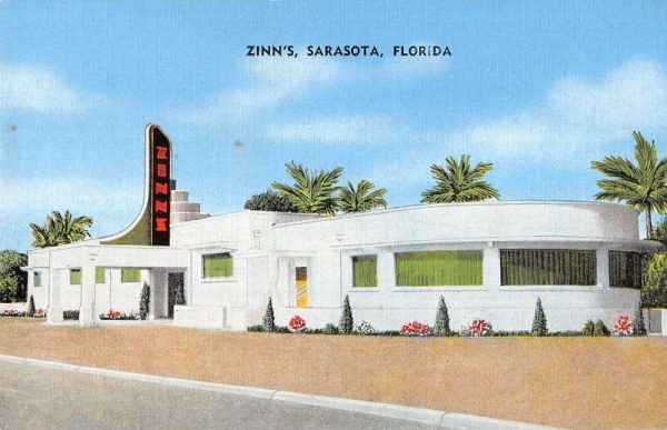 Sarasota Florida view of Zinn's Restaurant-Cocktail Lounge antique pc ZD549487