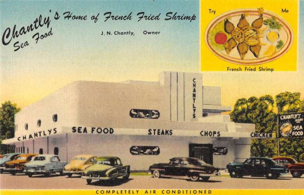 Dallas Texas view of Chantly's Sea Food restaurant antique pc ZD549490