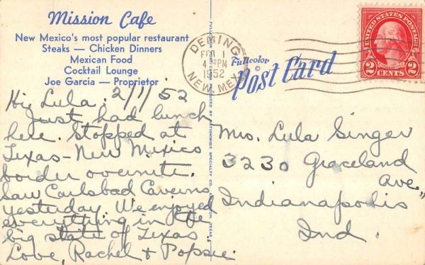 Deming New Mexico entrance view Mission Cafe linen antique pc ZD549498 - Image 2