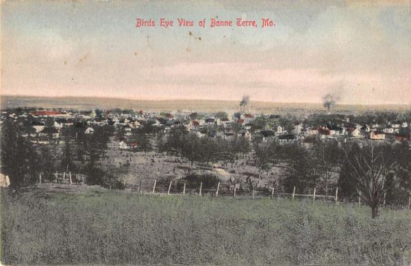 Bonne Terre Missouri panoramic birds eye view of town antique pc ZD549499