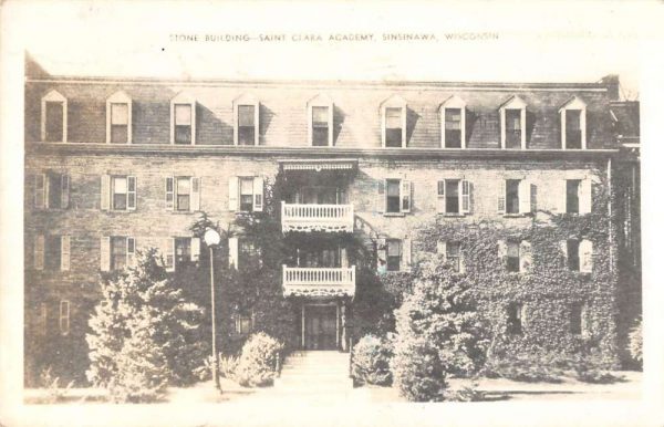 Sinsinawa Wisconsin stone building Saint Clara Academy real photo pc ZD549500