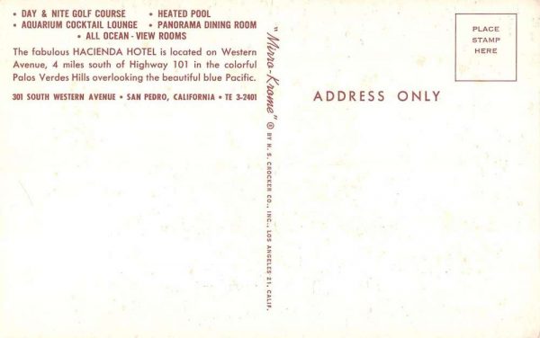 San Pedro California view of golfer Hacienda Motor Hotel antique pc ZD549510 - Image 2