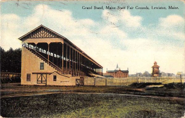 Lewiston Maine view of grand stand State Fair Grounds antique pc ZD549511