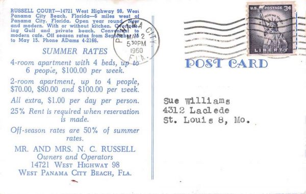 West Panama City Beach Florida view of Russell Court vintage pc ZD549529 - Image 2