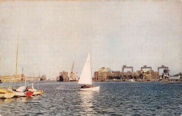 Richmond California view of sailboat in estuary vintage pc ZD549536