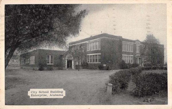 Enterprise Alabama birds eye view City School Building vintage pc ZD549538