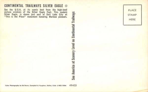 Continental Trailways Silver Eagle passenger bus vintage pc ZD549560 - Image 2