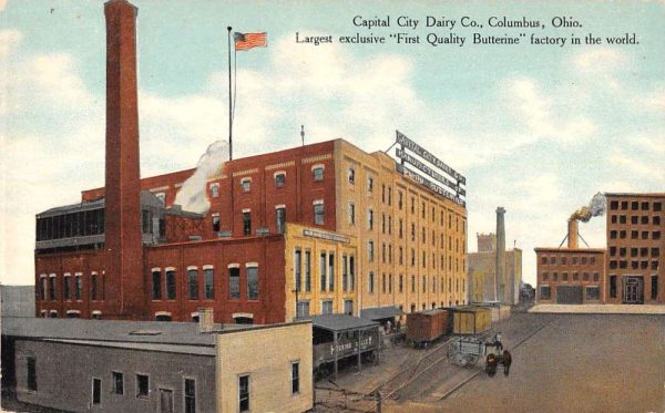 Columbus Ohio birds eye view Capital City Dairy Co factory antique pc ZD549573