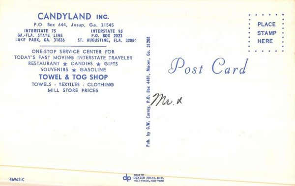 Jessup Georgia Candyland Inc service stop restaurant Texaco vintage pc ZD549574 - Image 2