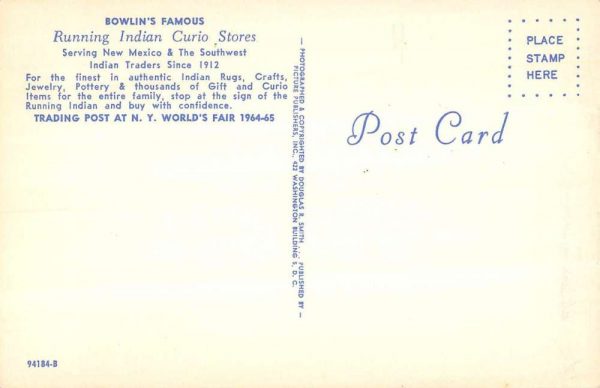 New York World's Fair 1964-65 Bowlin's Running Indian Curio Stores pc ZD549616 - Image 2