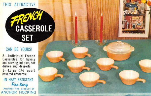 Advertisement Fire King French Casserole Set heat resistant vintage pc ZD549633