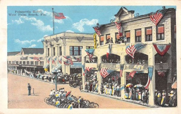 West Palm Beach Florida birds eye view Poinsettia Hotel antique pc ZD549640