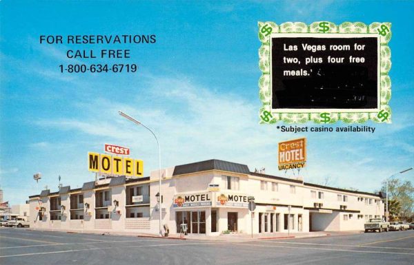 Las Vegas Nevada street scene Crest Motel vintage pc ZD549661