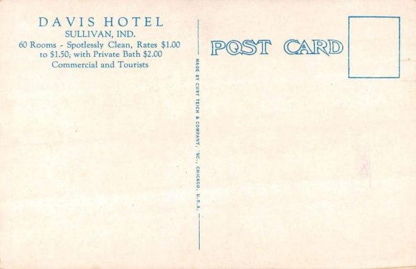 Sullivan Indiana street scene Davis Hotel entrance antique pc ZD549674 - Image 2