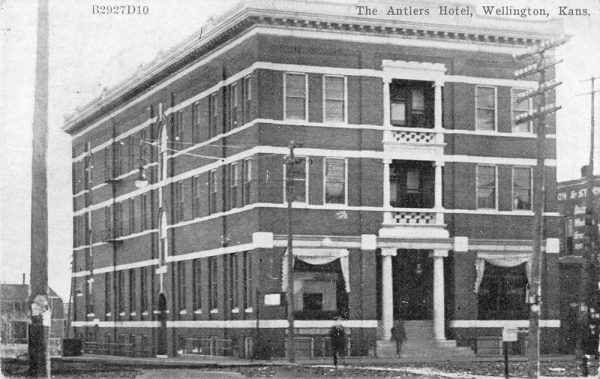 Wellington Kansas birds eye view The Antlers Hotel antique pc ZD549675