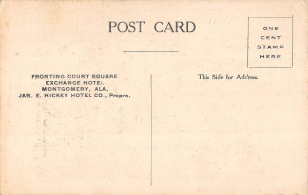 Montgomery Alabama fronting Court Square at Exchange Hotel antique pc ZD549822 - Image 2