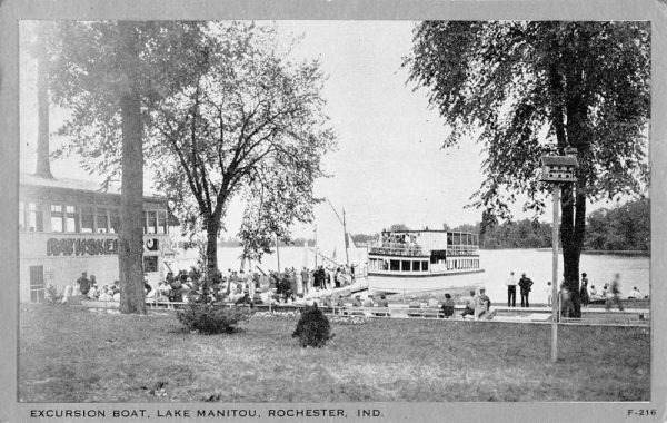 Rochester Indiana view of excursion boat at Lake Manitou antique pc ZD549842