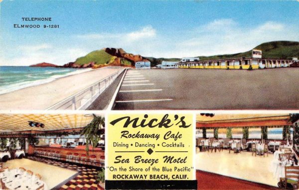 Rockaway Beach California scenic views Nick's Rockaway Cafe antique pc ZD549846