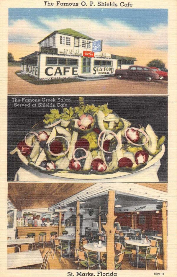 St. Marks Florida multi-views O. P. Shields Cafe linen antique pc ZD549847
