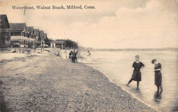 Milford Connecticut beach bathers waterfront Walnut Beach antique pc ZD549848