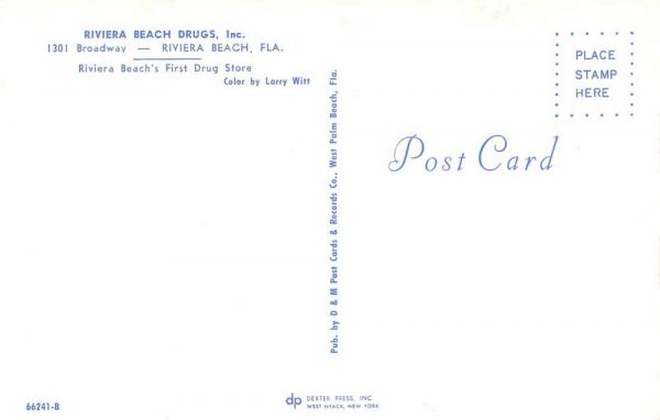 Riviera Beach Florida view of Riviera Beach Drugs antique pc ZD549850 - Image 2