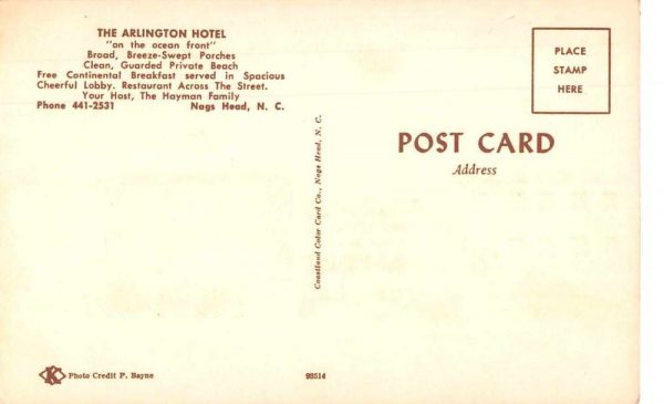 Nags Head North Carolina birds eye view Arlington Hotel antique pc ZD549887 - Image 2