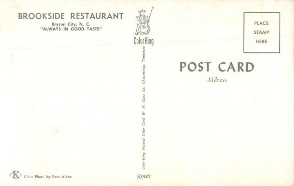 Bryson City North Carolina view of Brookside Restaurant vintage pc ZD549892 - Image 2
