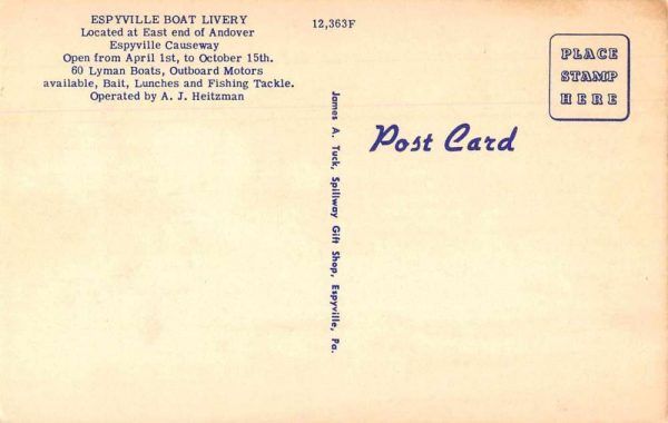 Espyville Pennsylvania boats at boat landing linen antique pc ZD549870 - Image 2