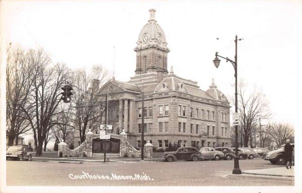 Mason Michigan birds eye view Ingham Co Court House real photo pc ZD549926