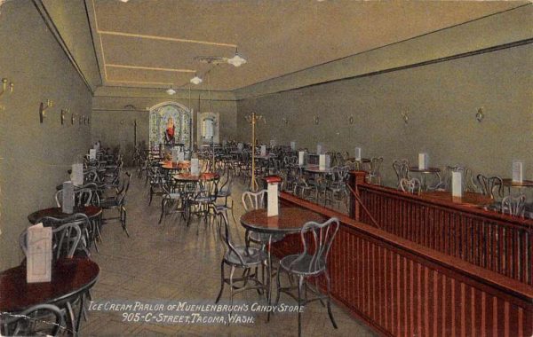 Tacoma Washington Muehlenbruch's Candy Store Ice Cream Parlor Postcard JE359765