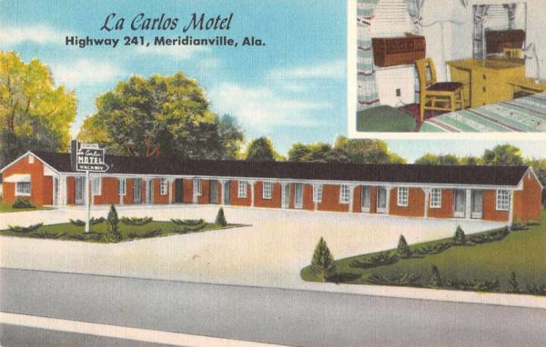 Meridianville Alabama La Carolos Motel Vintage Postcard JE359806