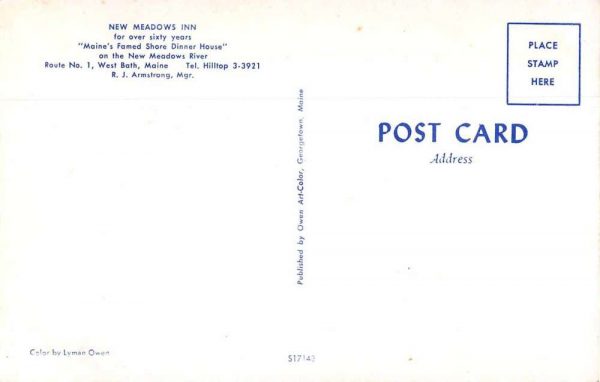 West Bath Maine New Meadows Inn Vintage Postcard JE359827 - Image 2