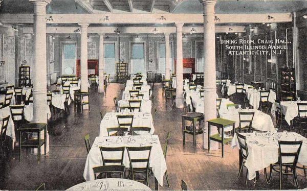 Atlantic City New Jersey Craig Hall Dining Room Vintage Postcard JE359849