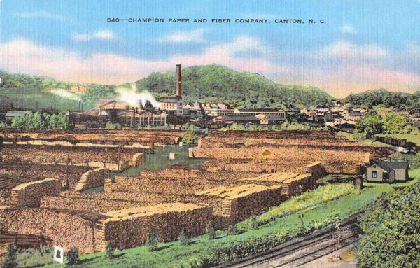 Canton North Carolina Champion Paper and Fiber Co Vintage Postcard JE359871