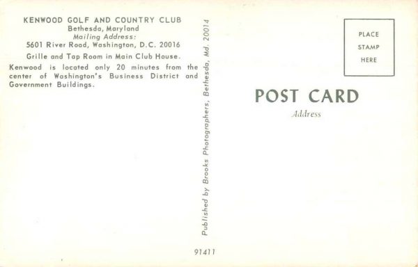 Bethesda Maryland Kenwood Golf and Coutry Club Dining Room Postcard JE359924 - Image 2